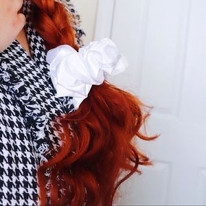Oversized “less volume” Satin Scrunchie in White